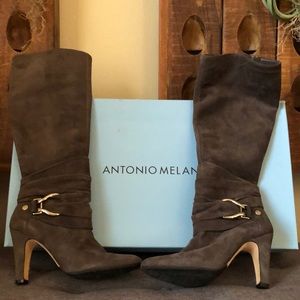 Dark Grey suede heeled boots